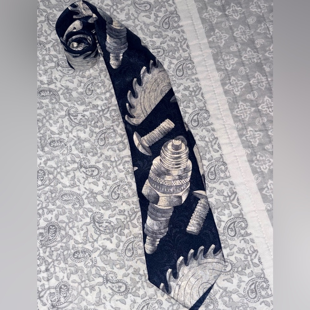 Vintage Satin Necktie 90s Home Improvement “Tim’s Giant Sparkplug”